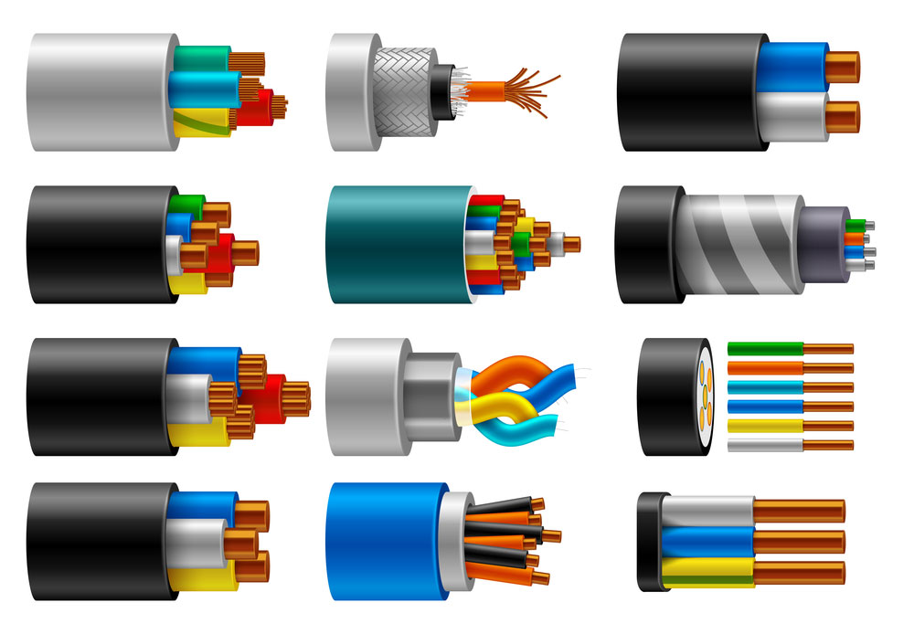 cable wire, electric, fiber, or copper power in cut