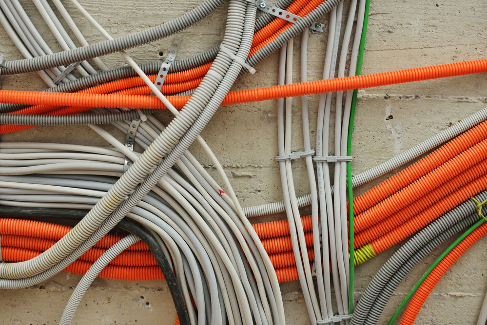 cables on walls in a new house