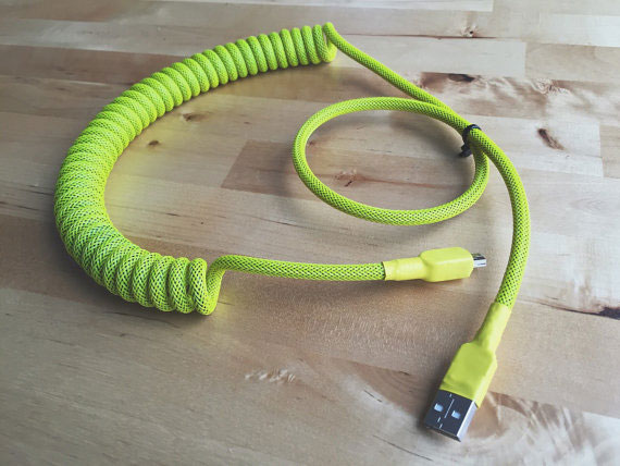 Green coiled USB Wire