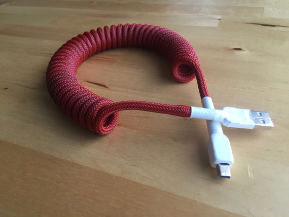 Maroon Coiled USB Type-A wire