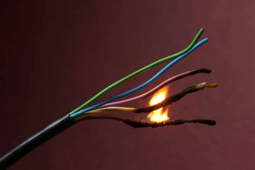 A cable on fire