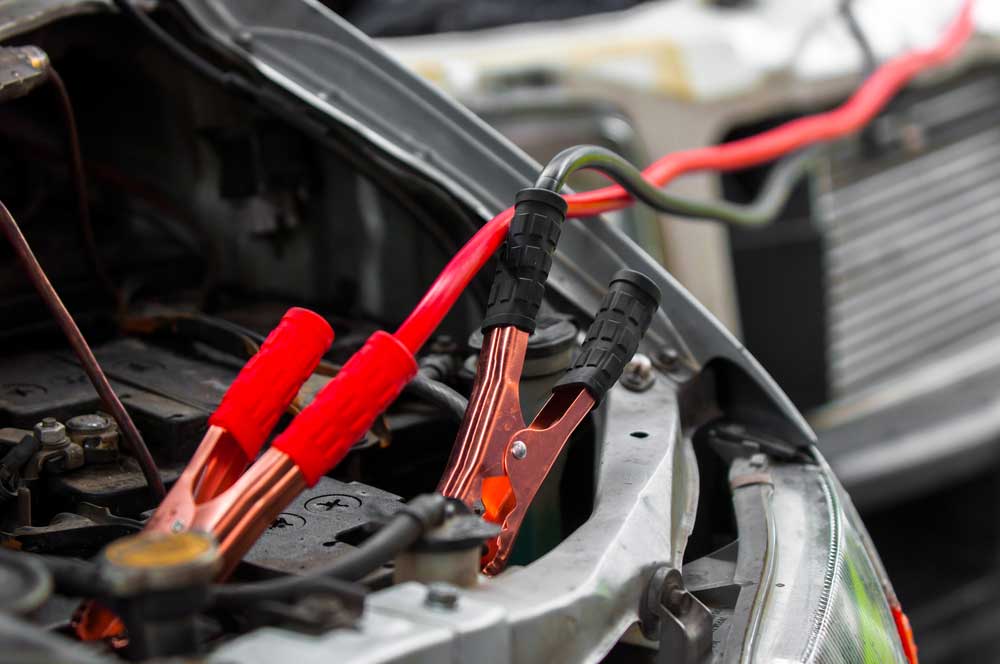 Charging car with electricity through jumper