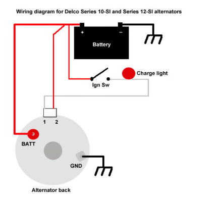 Wiring diagram of 3-wire alternator