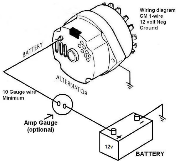 Wiring diagram of a 1-wire alternator