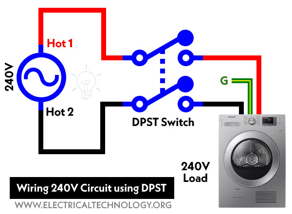 Wiring 240V circuit using DPST